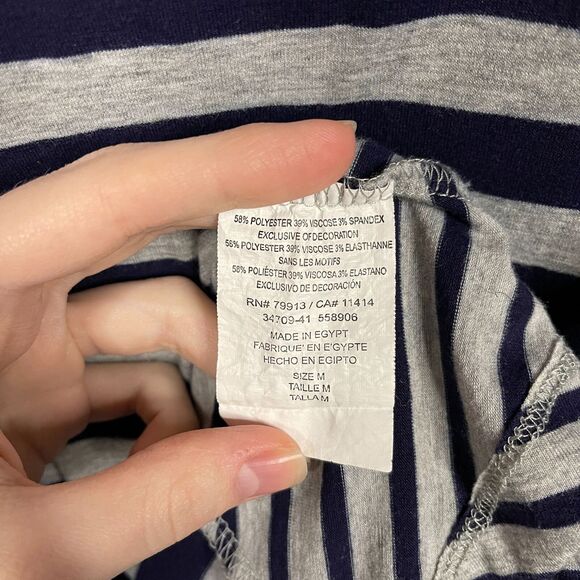 Oh Baby Motherhood Size M Striped 3/4 Sleeve Top Scoop Neck Casual Blue Gray - Picture 6 of 6